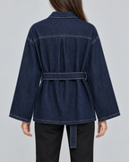 INDIGO — Belted denim jacket — back view