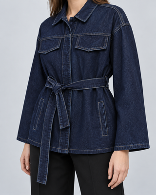 INDIGO — Belted denim jacket