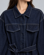 INDIGO — Belted denim jacket