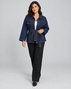 INDIGO — Belted denim jacket