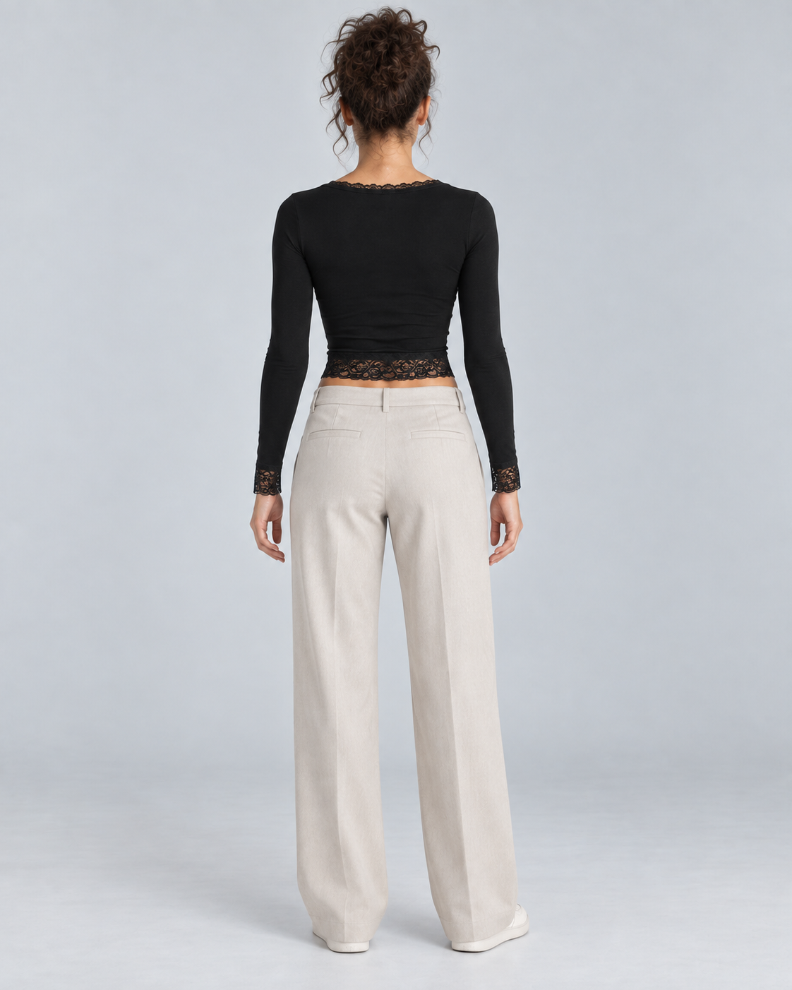 LACE — Fitted top with lace trim — back view