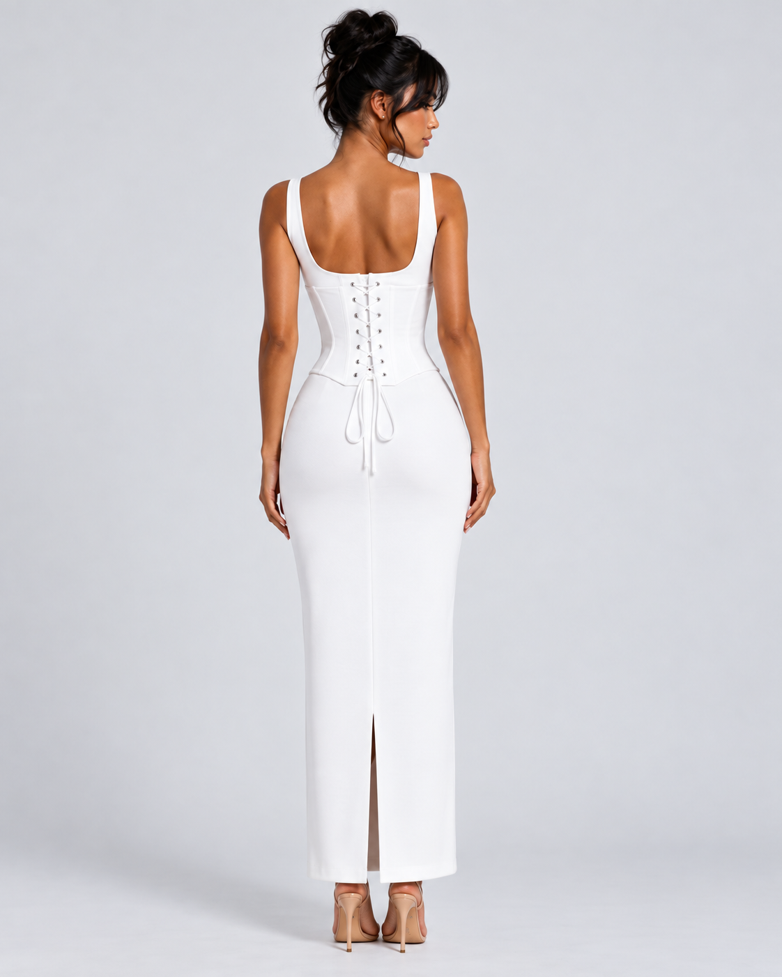 LIA — Lace-up strappy maxi dress