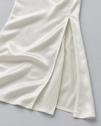 LUNE — Satin-effect maxi dress with lace