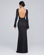 MARINA — Sheer open-back maxi dress — back view