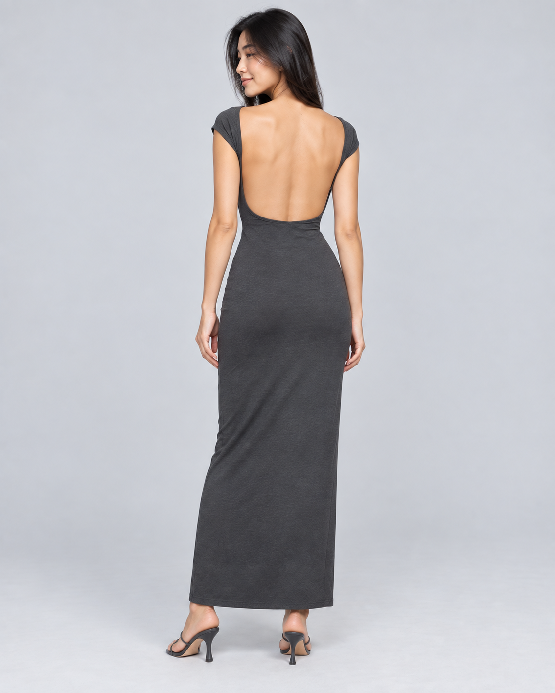 MAYA — Open-back maxi dress — back view