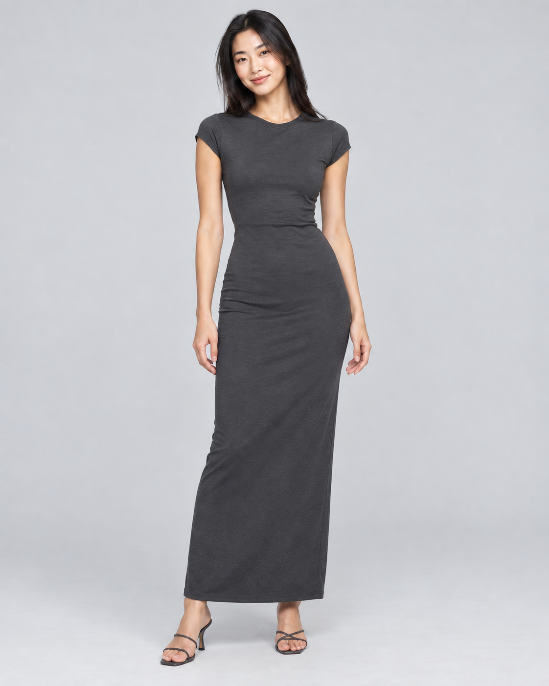 MAYA — Open-back maxi dress — front view