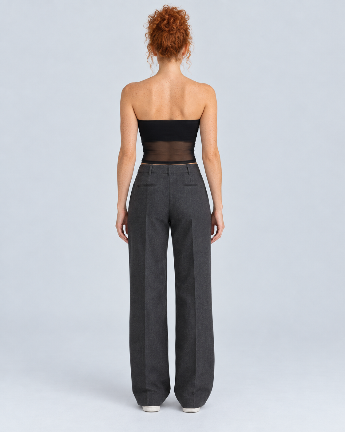 MESH — Strapless top with sheer panel — back view
