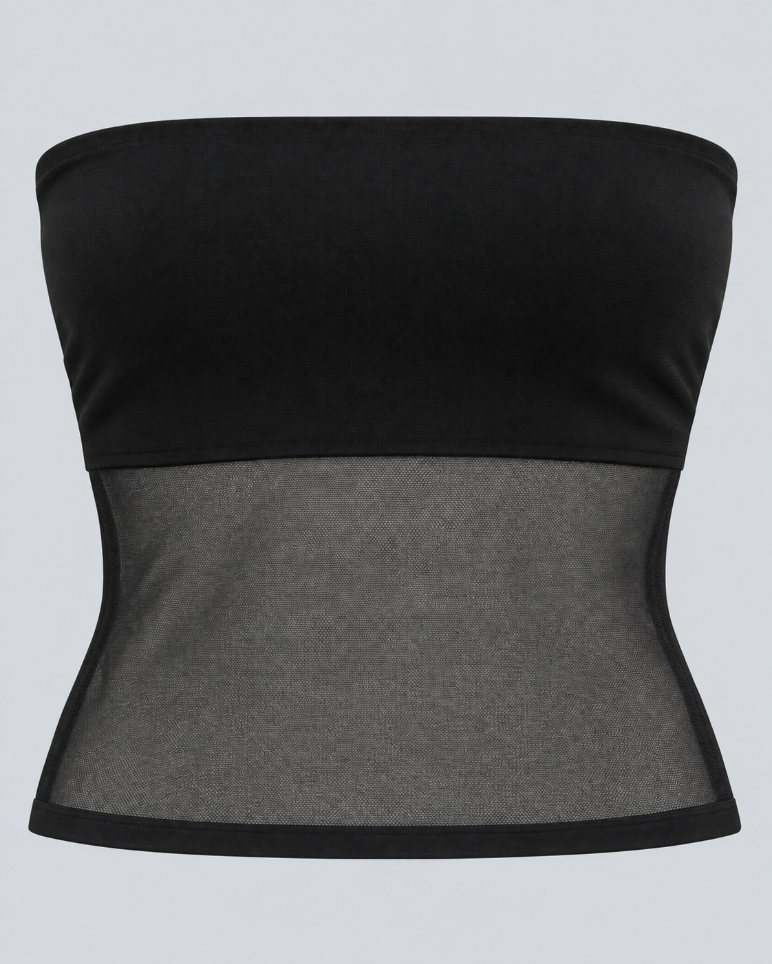 MESH — Strapless top with sheer panel