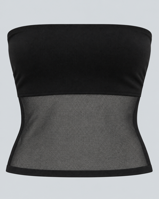 MESH — Strapless top with sheer panel