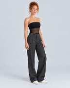 MESH — Strapless top with sheer panel