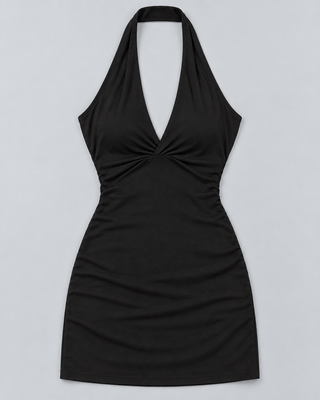MINUIT — V-neck halter mini dress