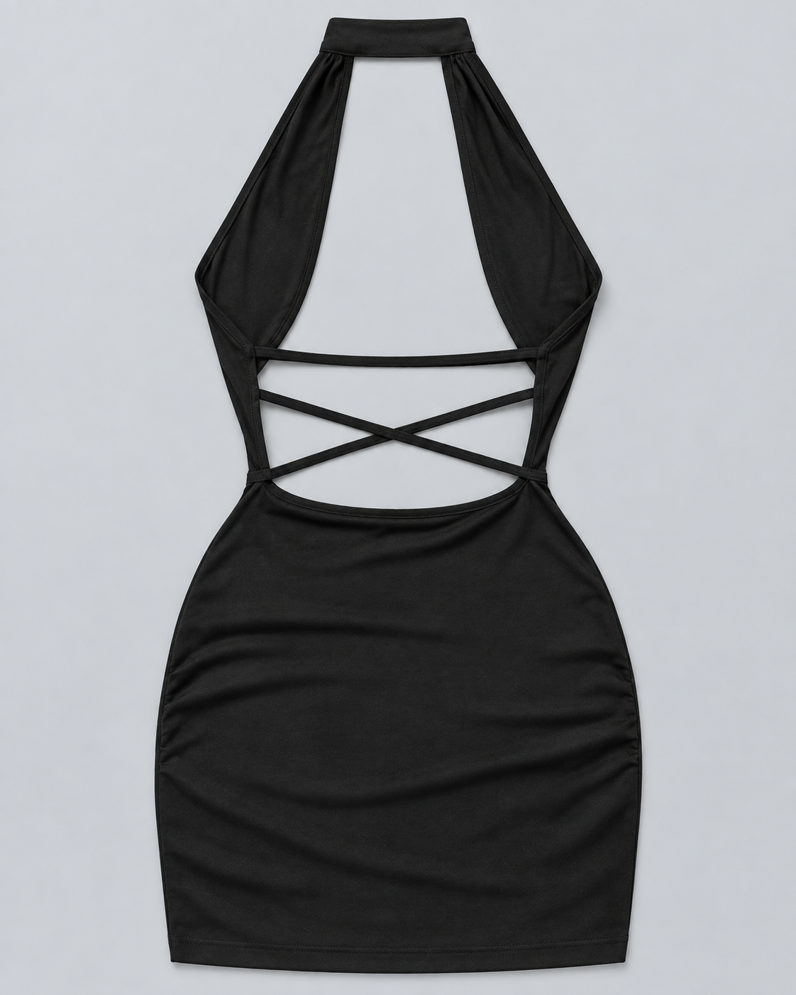 MINUIT — V-neck halter mini dress
