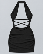 MINUIT — V-neck halter mini dress
