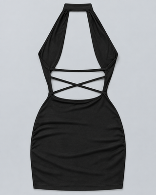 MINUIT — V-neck halter mini dress