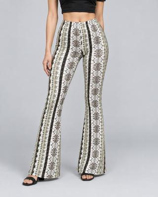 MOSAIQUE — Printed flared trousers — front view