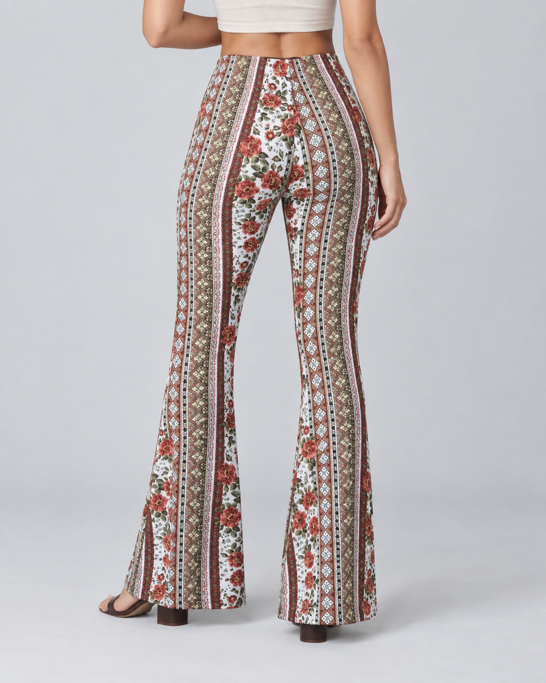MOSAIQUE — Printed flared trousers — back view