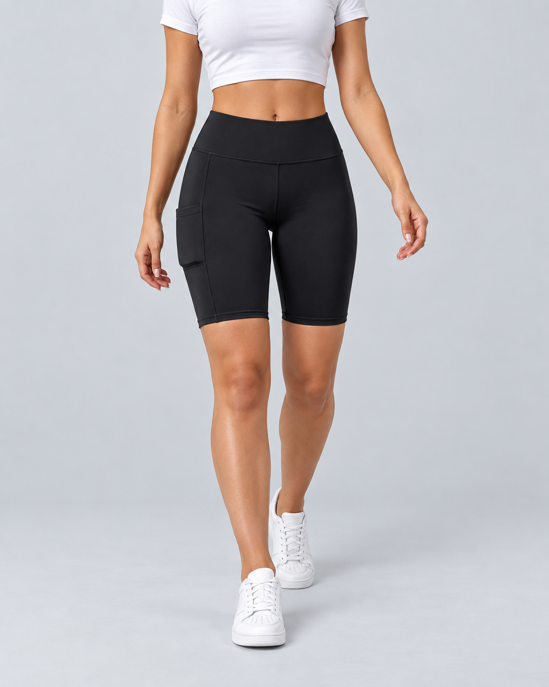 MOTION — Long cycling shorts with pockets — front view