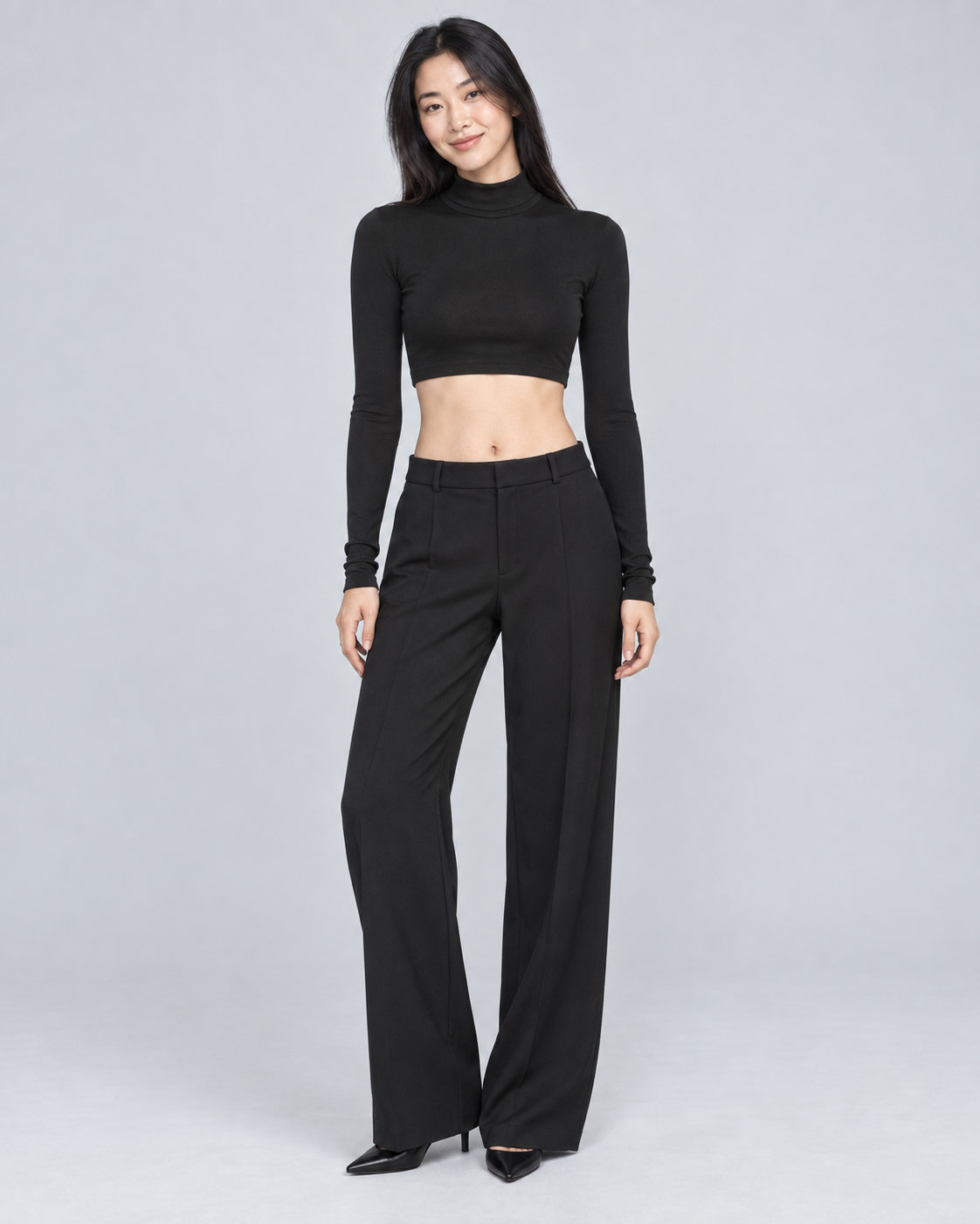 NECK — High-neck crop top — front view