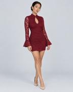 NOCTURNE — Lace long-sleeve mini dress