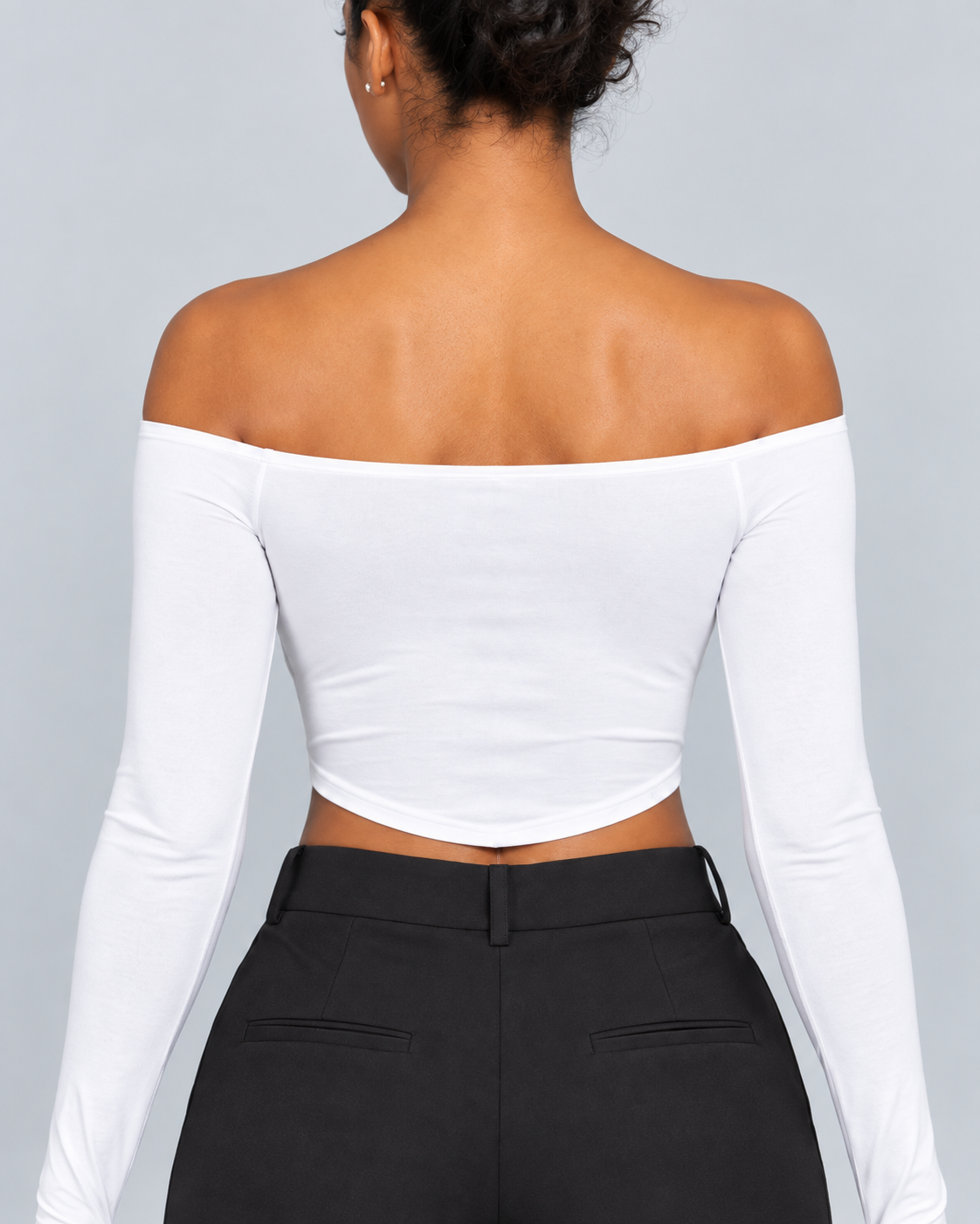 OFF — Off-shoulder long-sleeve crop top — back view