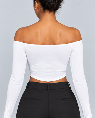 OFF — Off-shoulder long-sleeve crop top — back view