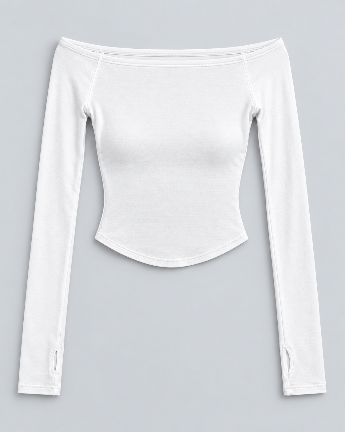 OFF — Off-shoulder long-sleeve crop top — front view