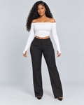 OFF — Off-shoulder long-sleeve crop top — front view