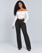 OFF — Off-shoulder long-sleeve crop top