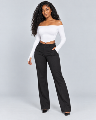 OFF — Off-shoulder long-sleeve crop top