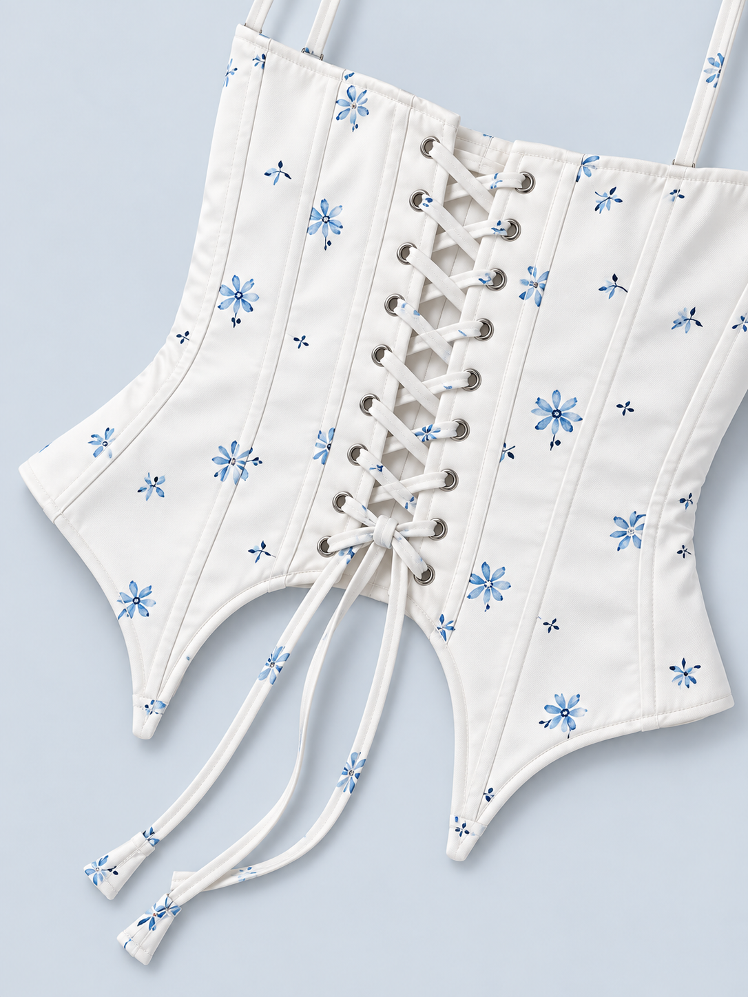 OPERA — Printed corset top with lace-up back