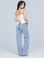 OPERA — Printed corset top with lace-up back — back view