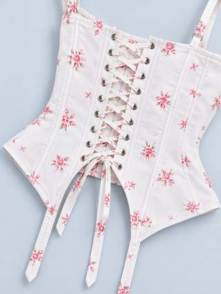 OPERA — Printed corset top with lace-up back