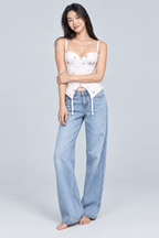 OPERA — Printed corset top with lace-up back — front view
