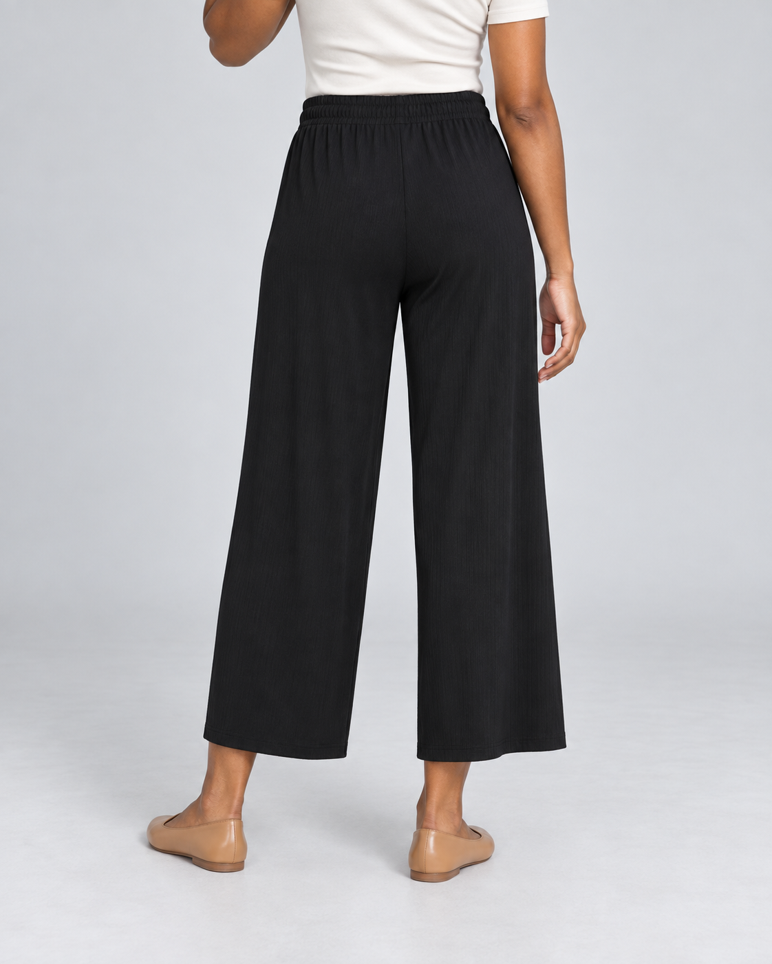 PALMA — Flowing wide-leg trousers — back view