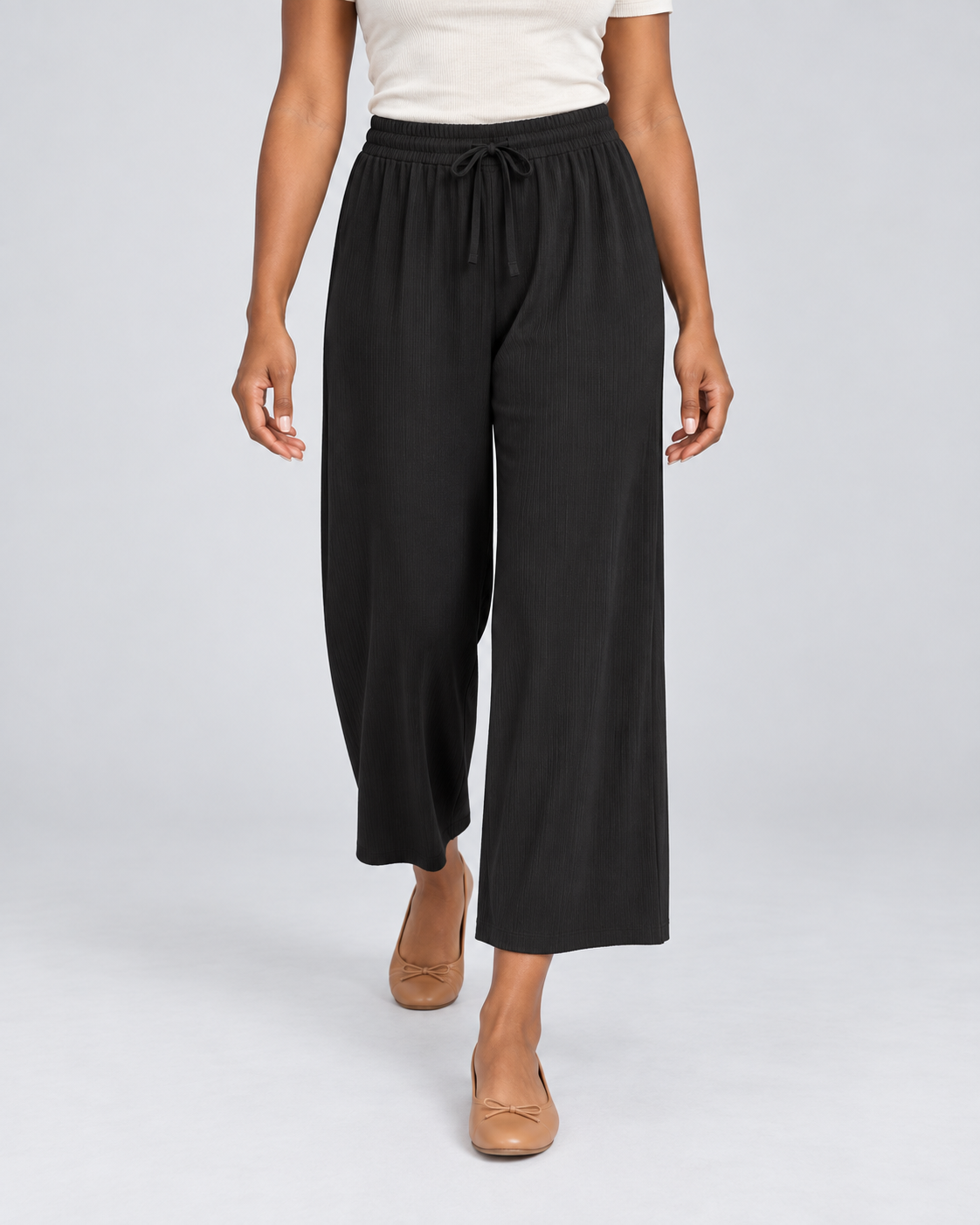 PALMA — Flowing wide-leg trousers — front view