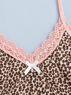 PANTHERE — Lace-trim leopard cami