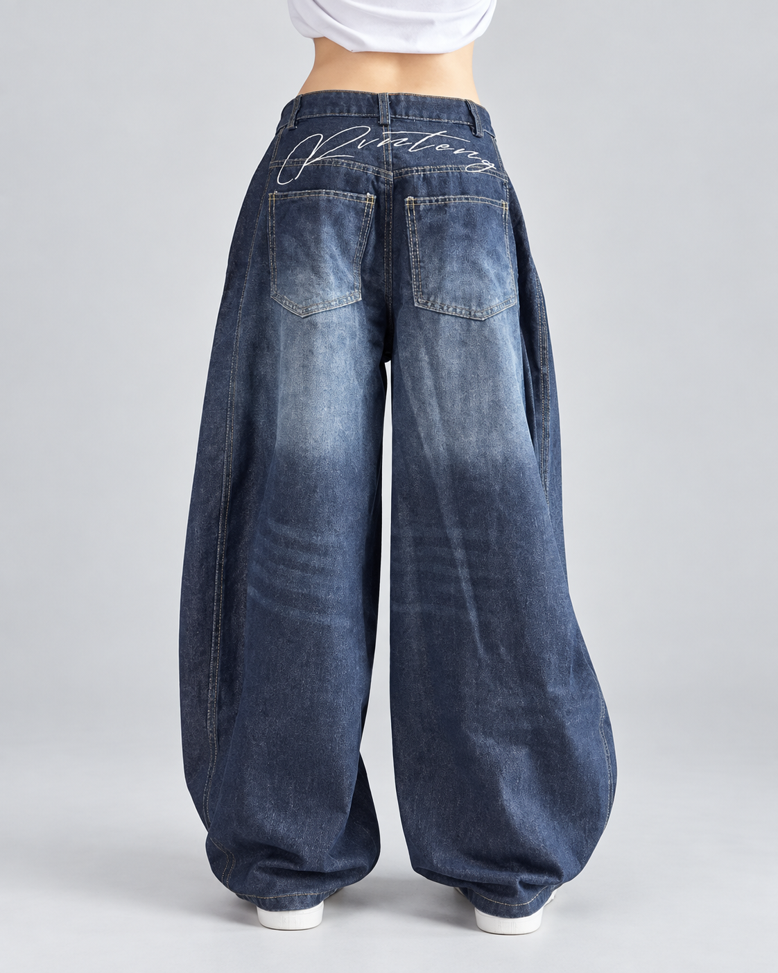 PATCH — Wide-leg panelled jeans — back view
