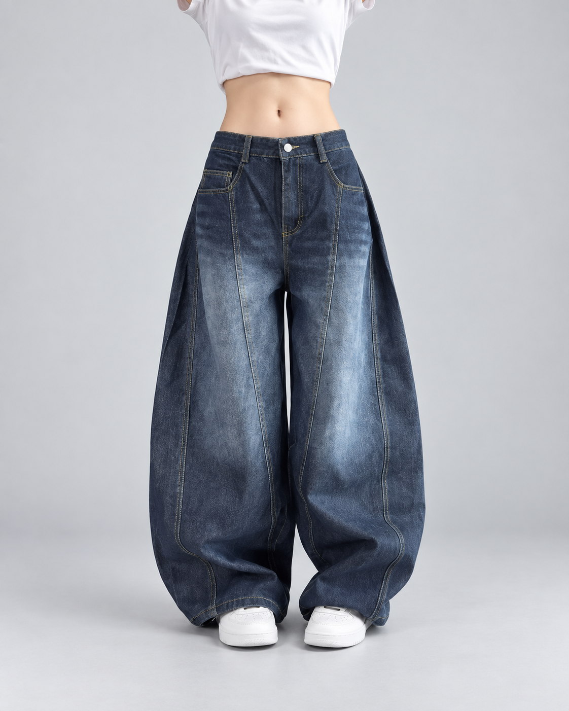 PATCH — Wide-leg panelled jeans — front view
