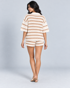 RAYURE — Striped knit top and shorts set — back view