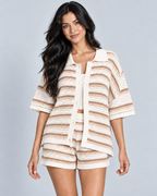 RAYURE — Striped knit top and shorts set