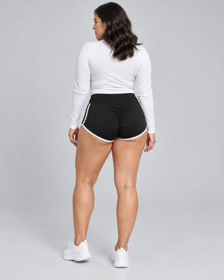 RETRO — Sports shorts with contrast piping — back view