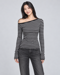RIOT — Striped off-shoulder top — front view