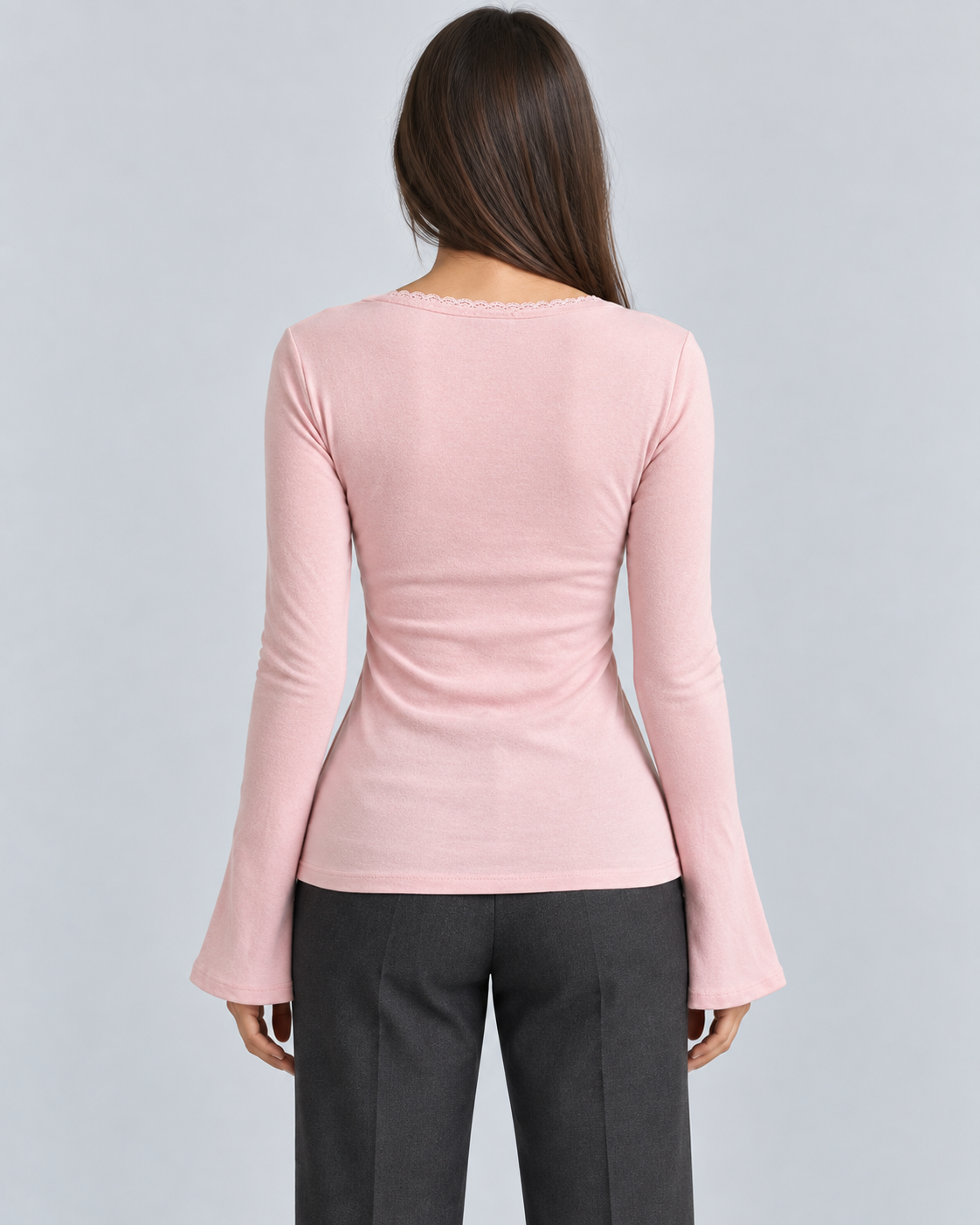 ROMA — Buttoned top with lace trim — back view