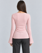ROMA — Buttoned top with lace trim — back view