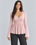 ROMA — Buttoned top with lace trim — front view
