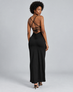 RUBIS — Strappy maxi dress with slit — back view