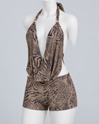SAVANE — Leopard halter top and shorts set