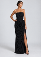 SCENE — Draped strapless maxi dress
