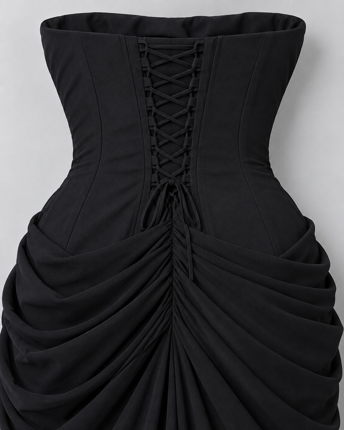 SCENE — Draped strapless maxi dress
