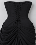 SCENE — Draped strapless maxi dress